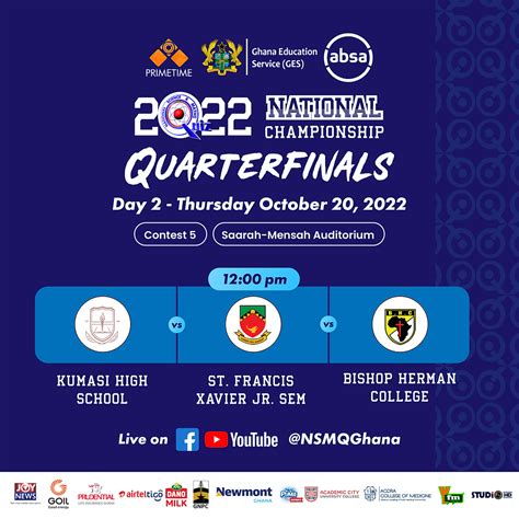 nsmq today|NSMQ2022: Quarterfinal Contests .